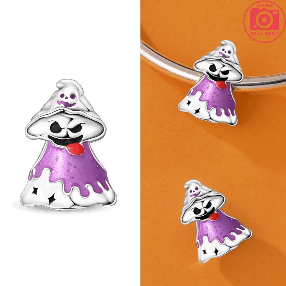 

Светящийся кулон в виде тыквы Оригинальный медный дом Голова скелета Призрак Фиолетовая волшебная шляпа Бусины Подходит для браслета Женские украшения Подарок