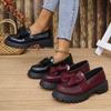 Women's spring and autumn new round head single shoes women's large size one pedal small leather shoes women