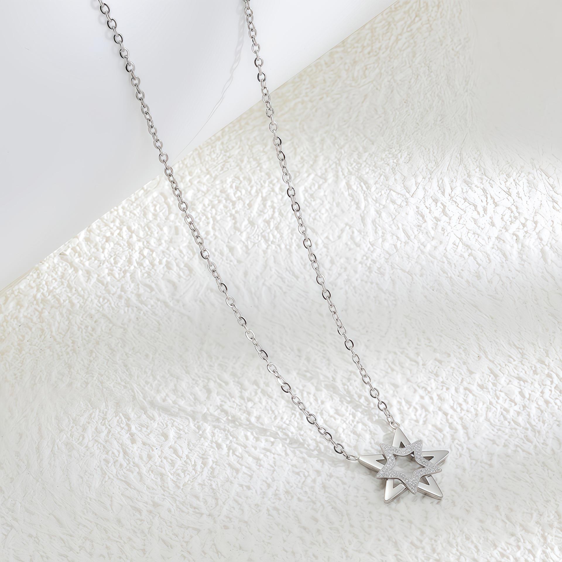 Women s Little Star Titanium Steel Necklace – Elegant, Feminine Clavicle Chain, Perfect Christmas Gift