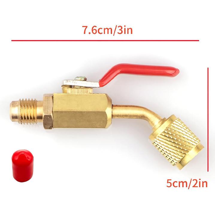 3PCS Air Conditioning Refrigerant Shut Valves 1/4" SAE Male to Female Fitting for R410A R134A R12 R22 R502 Charging Hose