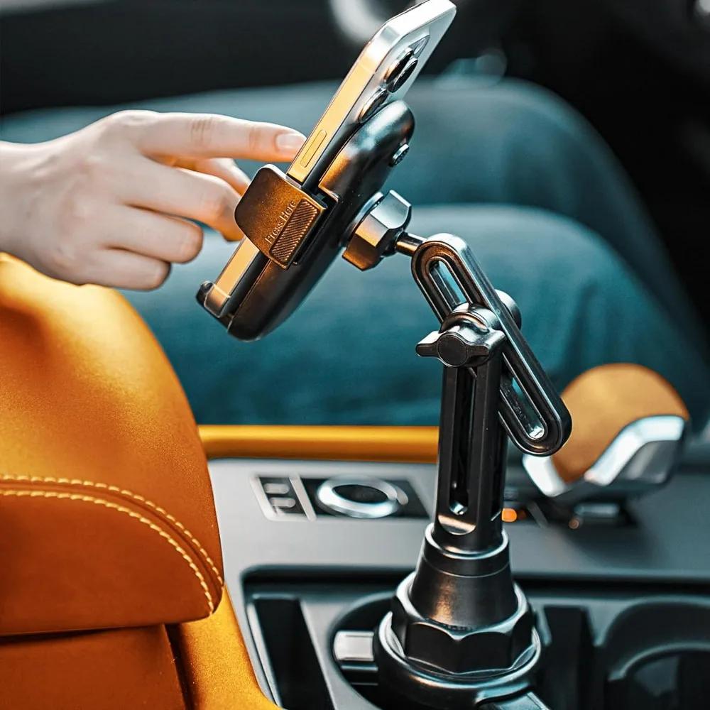 Cup Phone Mount for Car, Universal Cup Phone Cradle Holder with Long and Adjustable Neck, Friendly Compatible with Cell Phone