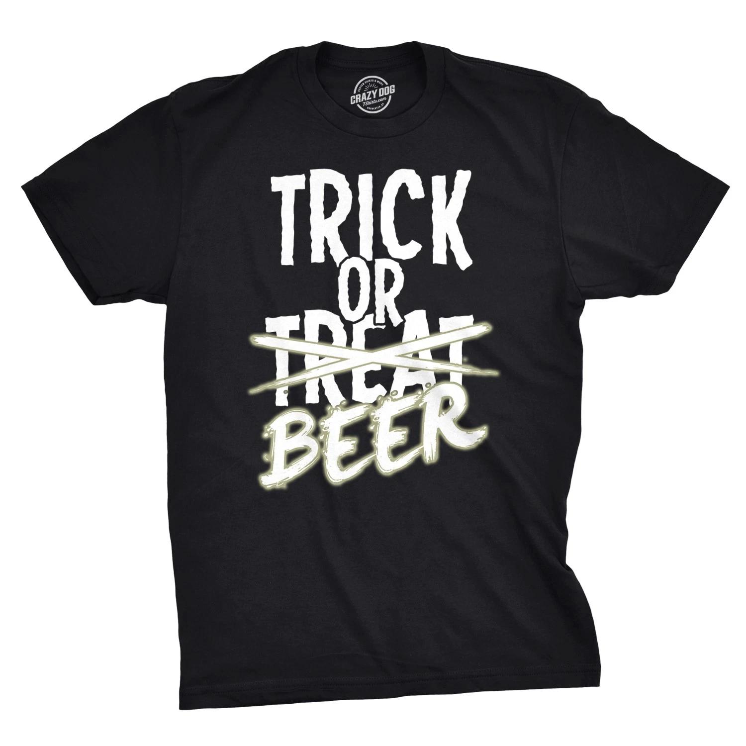 Mens Trick or Beer Glowing Shirt Funny Halloween T Shirt Glow In The Dark Tee XXXXL