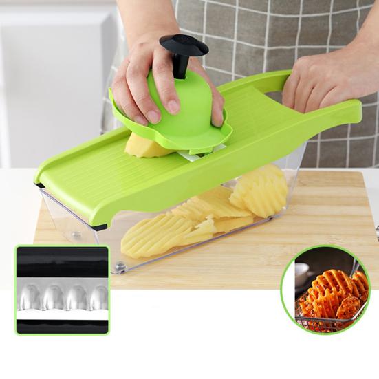 Multi-Function Vegetable Chopper with Hand Guard Manual Julienne & Slicer for Carrots Potatoes Cucumbers Essential Kitchen Tool for Home Cooking