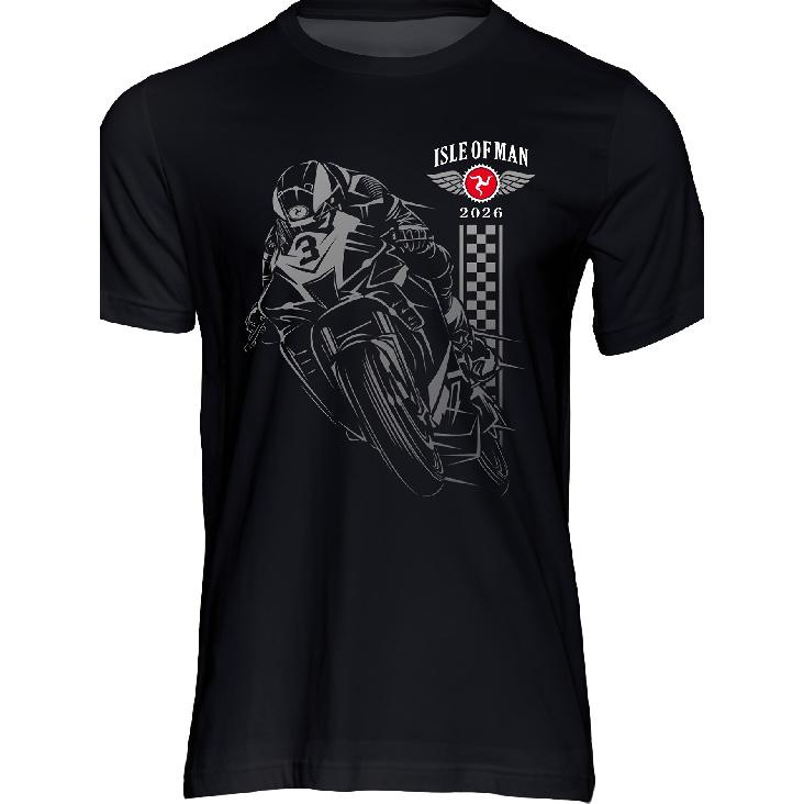 Isle of Road Races Shadow Bike T-Shirt - Motorcycle Racing Print, Casual Round Neck Tee Suitable for - Wear, Machine Washable for Motorsport Fans &