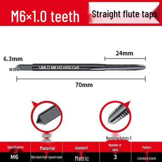 Cobalt Nitride Spiral Tap for Stainless Steel (Drill Bit: M4, M5, M6, M8, M10)