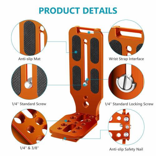 NEEWER L-Shaped Bracket Vertical QR Plate Universal DSLR Camera L Bracket with 1/4" Screw Arca-Swiss Compatible with DJI Osmo Ronin Zhiyun DSLR Camera