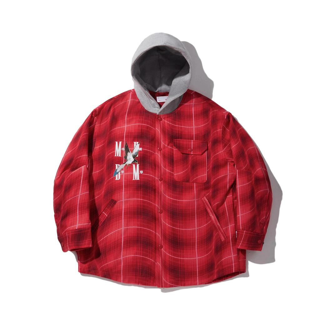 Li Ning Daily Prosperity Series Spliced Single-Breasted Hooded Comfortable Breathable Versatile Loose Cotton Jacket Men Jacket Samba-Red AJMV109-1