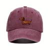 Dachshund Dog Print Washed Baseball Cap Unisex Cotton Adjustable Curved Brim Outdoor Hat