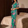 Spot summer new imitation cotton women's pajamas set leopard print milk silk printing short-sleeved loungewear