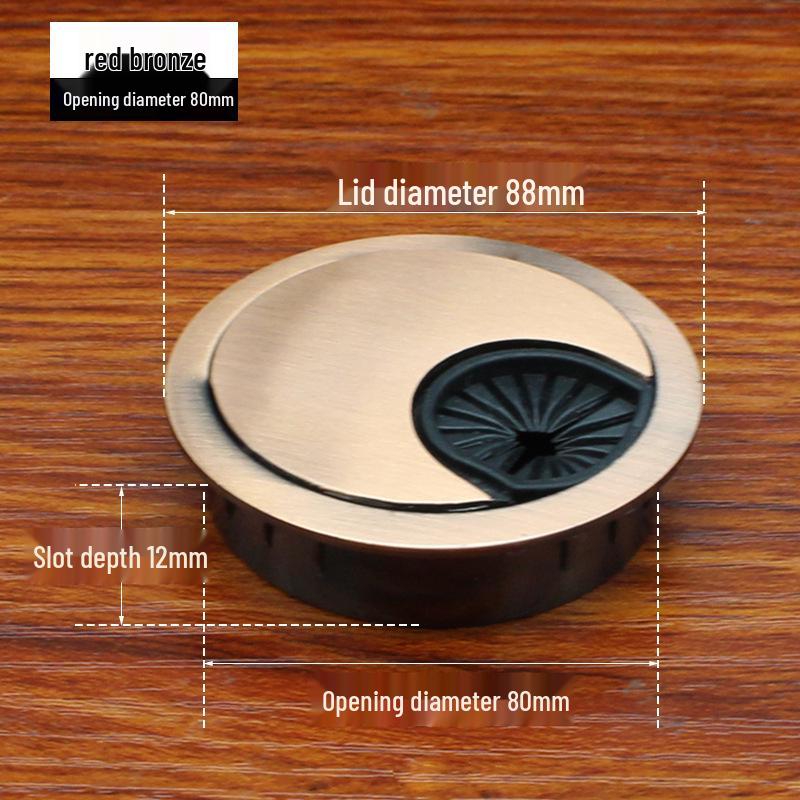 Zinc Alloy Desk Cable Grommet - Round Desktop Cable Pass-Through Cover