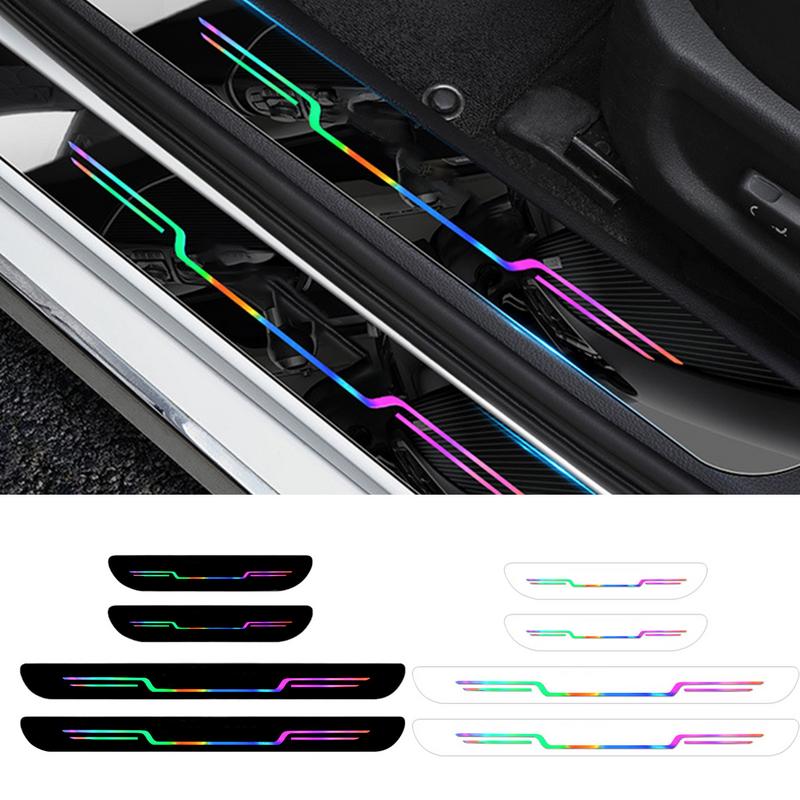 

Защита порога двери Накладка на порог Защита порога Защитная Защита от царапин Красочные 4X Автомобильные наклейки Для защиты Транспортных средств чёрный