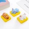 3 Pcs Mini Sleeping Animal on Pad Figurines Cute Miniature Kitten Panda Elephant Capybara Sculpture for DIY Crafts Dollhouse Car Interior Office Desk