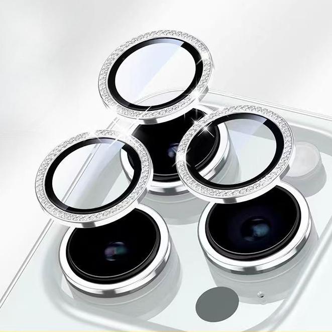 Diamond Lens Glass for IPhone17 16 15 14 13 12 11 Pro Max Camera Protector Cover for IPhone 14 Plus 14Pro Max Metal Ring Lens Glass Case