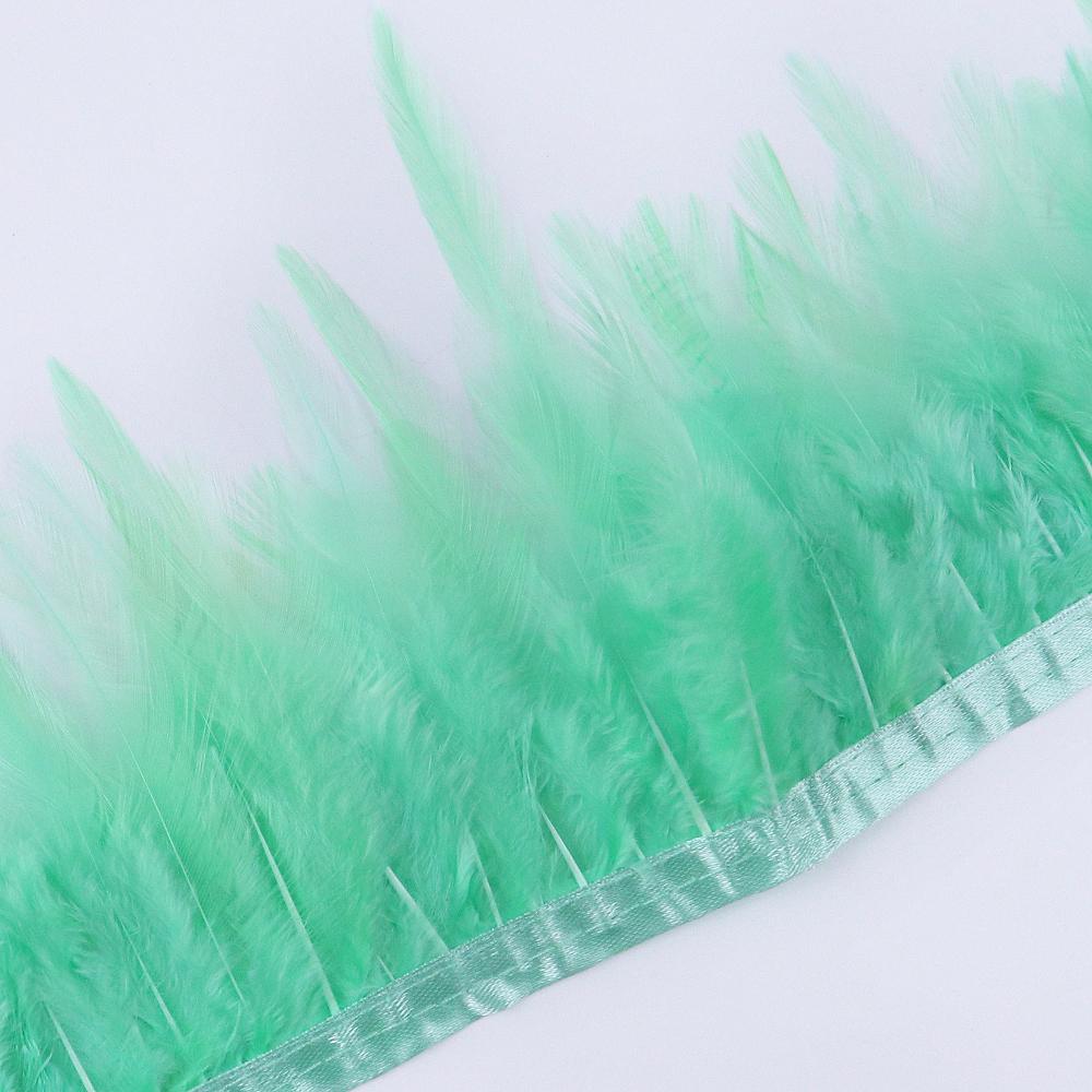 10Meter Black Saddle Rooster Hackle Feather Trim 10-15cm Cock Fringe Halloween Cosplay Dress Decor Pheasant Plume Selvage Crafts