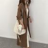 Tie-Waist Shirt Dress Women's Solid Color Skirt Spring Korean Style Loose Student French Lady Fashionable Dress