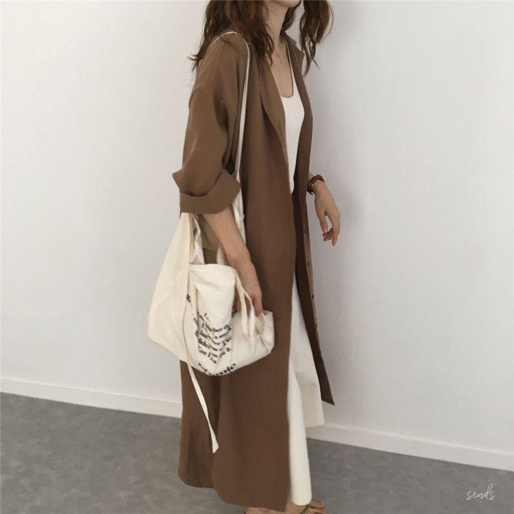 Tie-Waist Shirt Dress Women's Solid Color Skirt Spring Korean Style Loose Student French Lady Fashionable Dress
