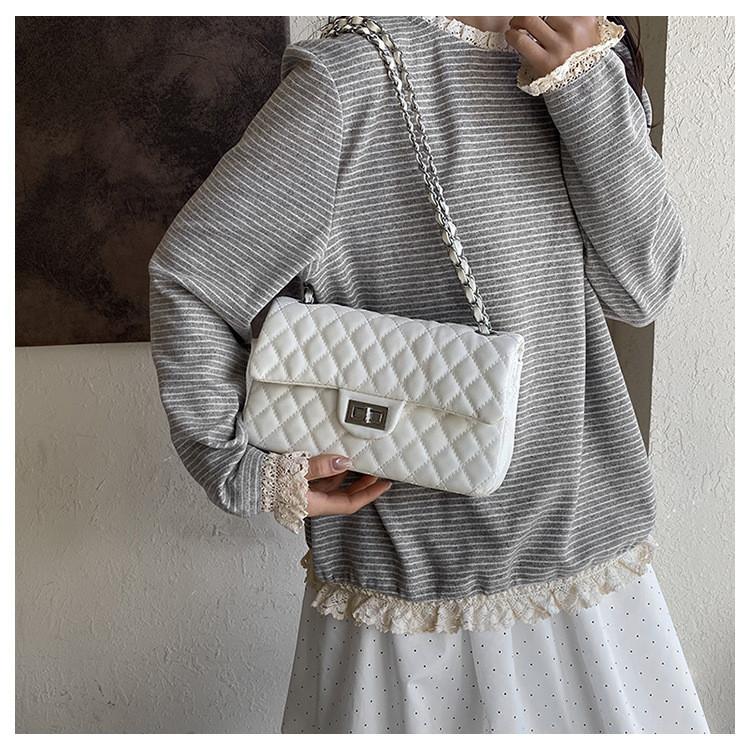 IELGY Large-Capacity Diamond Chain Bag All-Match Small Square Bag Can Be One Shoulder Can Cross-Body