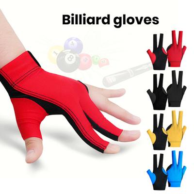 1Pc 3-Finger Billiards Glove Anti-slip Sweat-absorbing Breathable Men Women Left Hand Snooker Cue Sport Glove Billiards Accessories