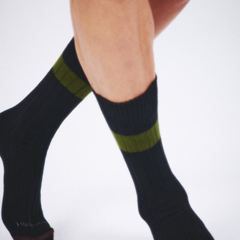 I Hate Monday [IHM2501M02] Man Socks Cotton Rib Khaki Point Socks