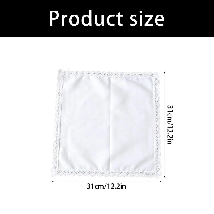 Set aus Baumwoll-Taschentüchern mit weißer Spitzenborte, Faltbare quadratische Taschentuch-Tücher für DIY-Stickerei, Taschentücher für die Hosentasche, Für Hochzeiten, Braut und den täglichen Gebrauch