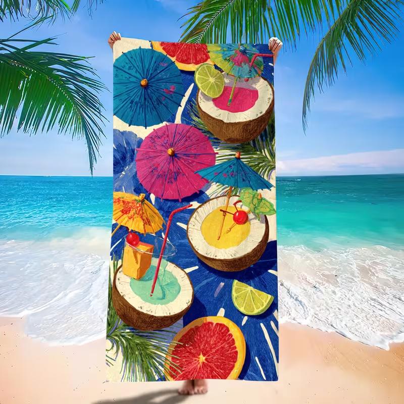 Vibrant Lemon Lime Citrus Fruit Beach Towel Summer Tropical Fruit Print Quick Dry Lightweight Absorbent Towel for Beach