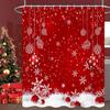 Rote Glitzer-Schneeflocken Weihnachts-Duschvorhang, Wasserdicht Xmas Winterparty Badezimmer Dekoration für Festliche Feiertagsfeier