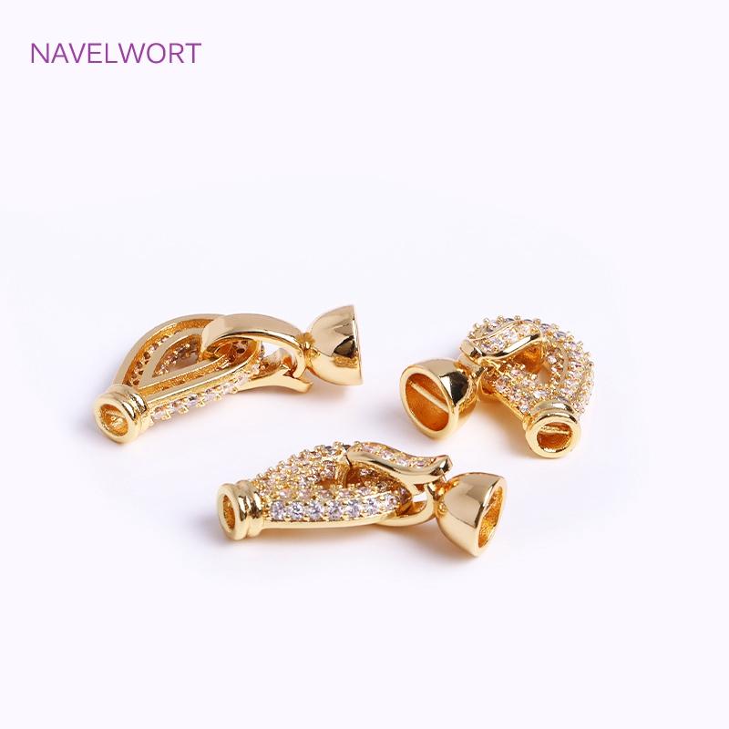 18K Gold Plated Teardrop Connector For Bracelet Making,Inlaid Zircon Pearl Clasps Fastener Accessory Parts Material Wholesale