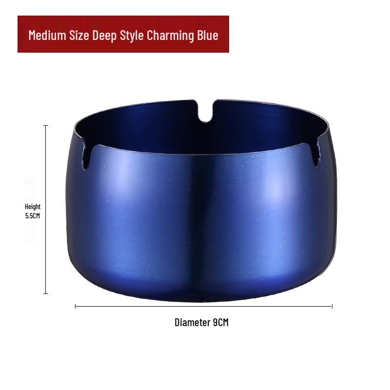 Customized Windproof Stainless Steel Ashtray with Engraved Silk Flower for Bars, Cafes, and Living Rooms