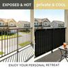 Balcony Privacy Screen, Outdoor Sunshade Fabric, Garden Fence Cover, Apartment Railing Protector with Rope Tie-Downs - Black