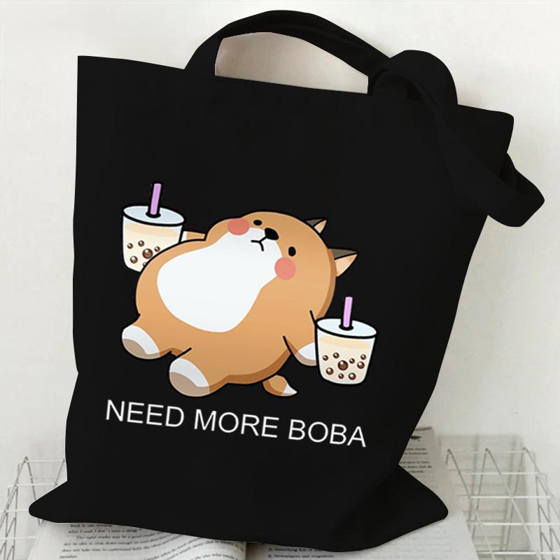 Liebt Corgis Druck Canvas Tragetasche Damen Einkaufstasche Teenager Faltbar Große Kapazität Corgis Liebhaber Schulterhandtasche
