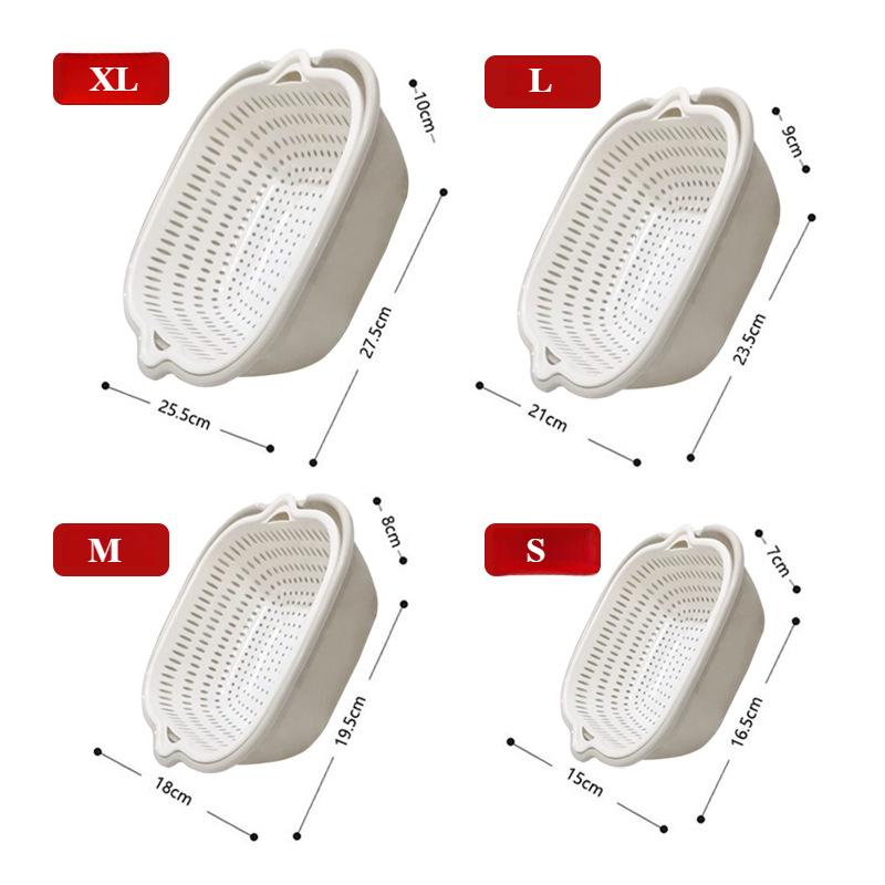 

Прочная двухслойная корзина для слива, пластиковый кухонный дуршлаг для эффективного промывания овощей, фруктов и закусок, кухонный дуршлаг для слива S+M+L+XL(4PCS) белый