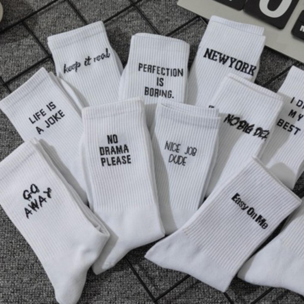 5/10 par losowych męskich skarpetek za kostkę, białe z wzorem liter, modne, unikalne, zabawne, odprowadzające wilgoć, rekomendacja na prezent