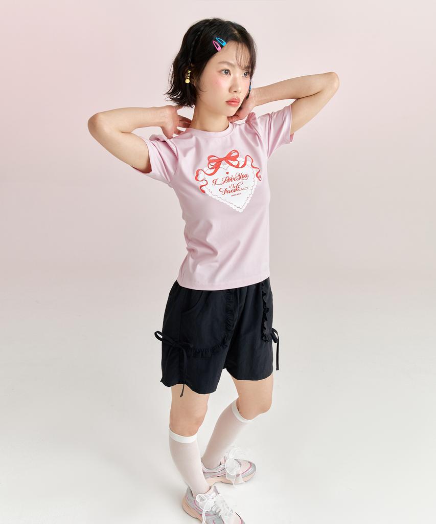 ADOREBELLE Red Heart T-Shirt - Pink