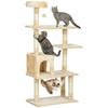 Large Cat Scratching Tree 70x40x152 Cm Cat Tower With Multiple Platforms Cave Hammock Posts Beige