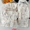 Premium Doll Collar Pajamas Women'S Summer Bear Party Short Sleeve Cloud Cotton Pajamas Women'S Three-Piece Set