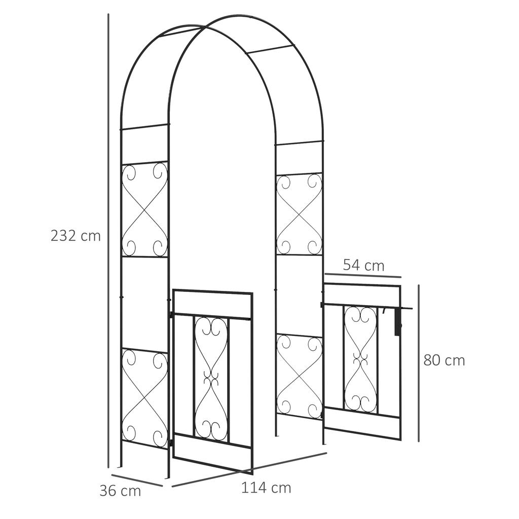 Decorative Garden Arch With Gate Black