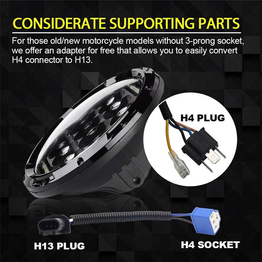 Pair 7'' 150W 10920LM Round Black Cree LED Headlight High Low Beam With White DRL for Harley Jeep Wrangler JK TJ LJ CJ Hummber H1 H2