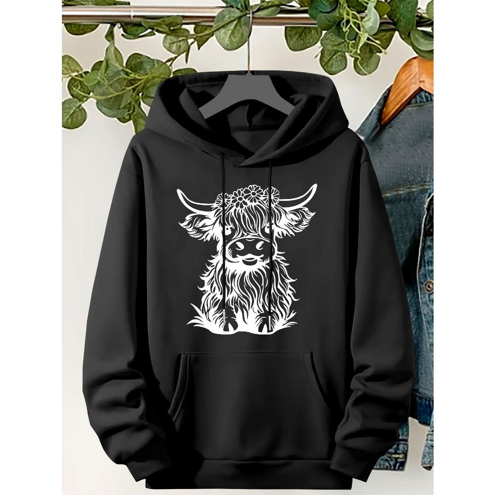 Women's Alpaca Graphic Printed Hoodie Long Sleeved Pullover with Pockets Soft Autumn Winter Sweatshirt Women's Clothing