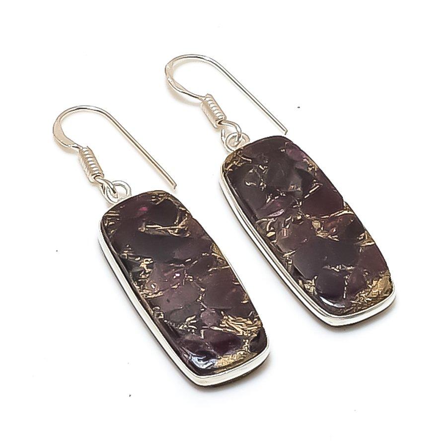 Natural Copper Pink Tourmaline 925 Sterling Silver Jewelry Earring 1.89 AE-12051