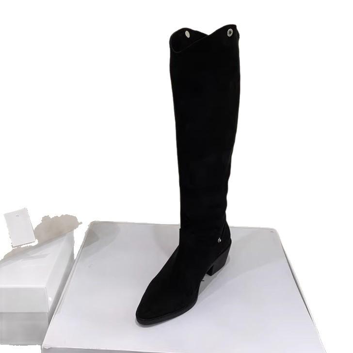 Western two wear cowboy boots children pile boots 2025 new autumn pointed boots medium thick heel knight boots