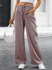 2026 Women's European & American Plaid Trousers - Spring/Summer Casual, Loose Fit, Elastic Waist, Wide Leg with Pockets