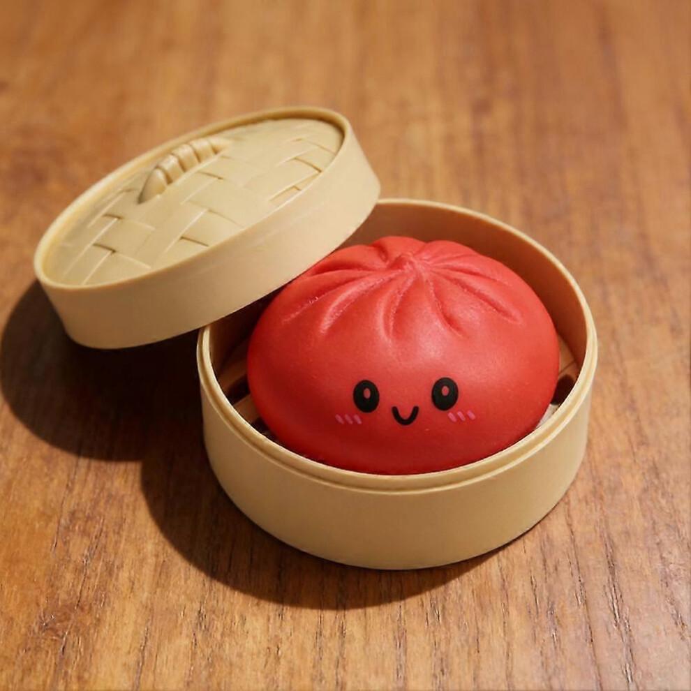(Pink) 10cm Realistic Steamed Bun Stress Relief Sensory Squeeze Toy
