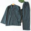 Daily Order Men Gingham Long Sleeves Pants Pajamas Suit Spring & Fall Winter Youth Brushed Flannel Casual Homewear