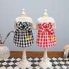 Pet Cat Dog Bow Plaid Clothes Dog Summer Costume