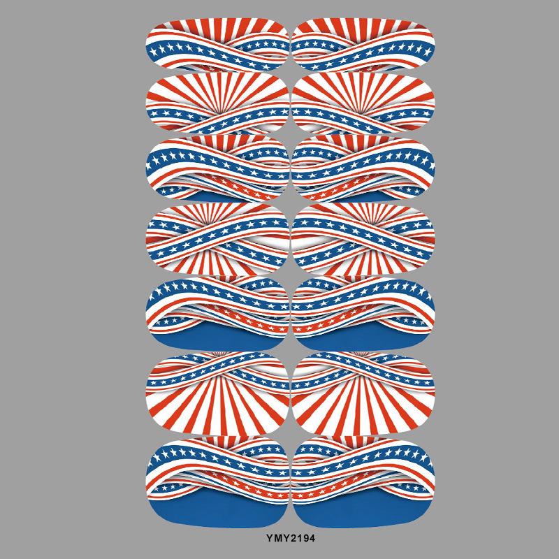 Patriotic Stars & Stripes Nail Stickers - Red & Blue Waterproof Decals for Independence Day (YMY2181-219)
