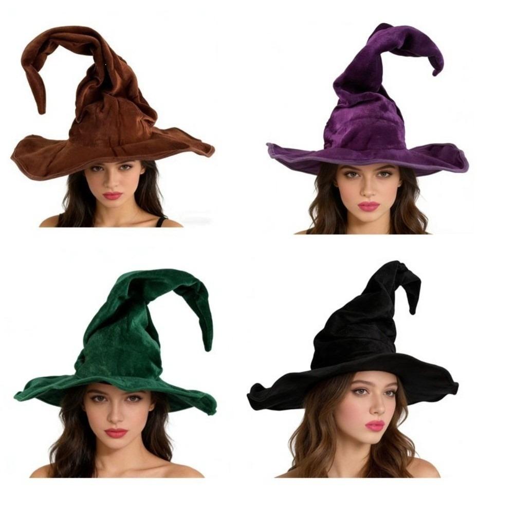 Large Wide Brim Witch Hat Gothic Pointed Mage Hat Funny Cosplay Witch Cap Men