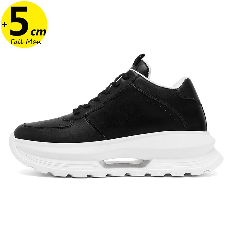 Man Leather Sneakers Elevator Shoes  Men`S