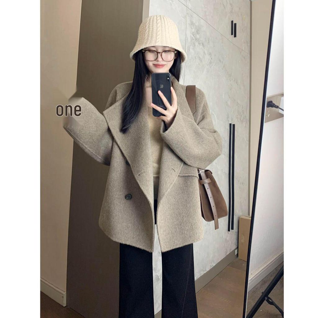 Women's 2025 Korean Style Loose Woolen Coat - Autumn/Winter Temperament