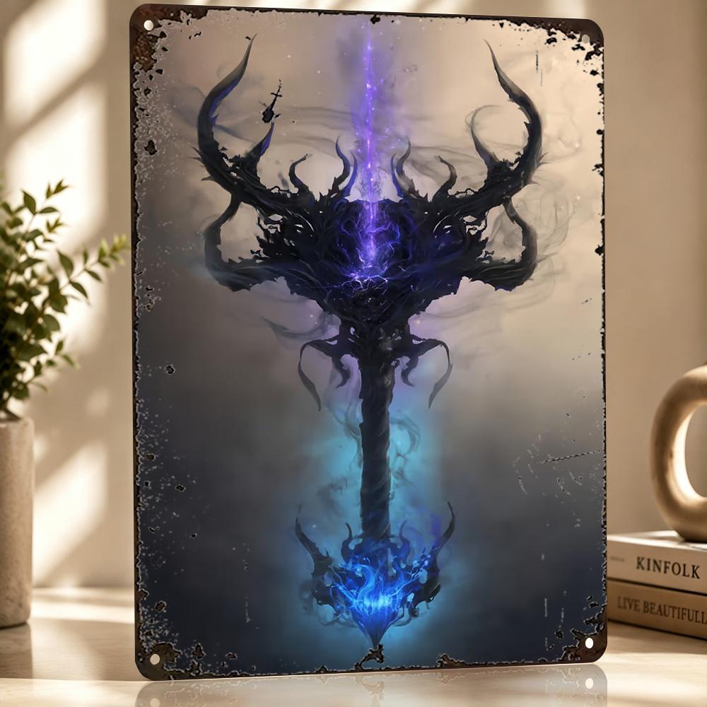 Dark Fantasy Staff Poster Retro D Printed Metal Signs Customized Wall Hanging Gift for Bedroom Decorations Room Decor Wand Deko