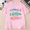 Preppy Fish Tshirt Unisex Summer Coastal Fish Beach Tshirts Causal Round Neck Printed Cotton Short Sleeve T Shirts Unisex Tops